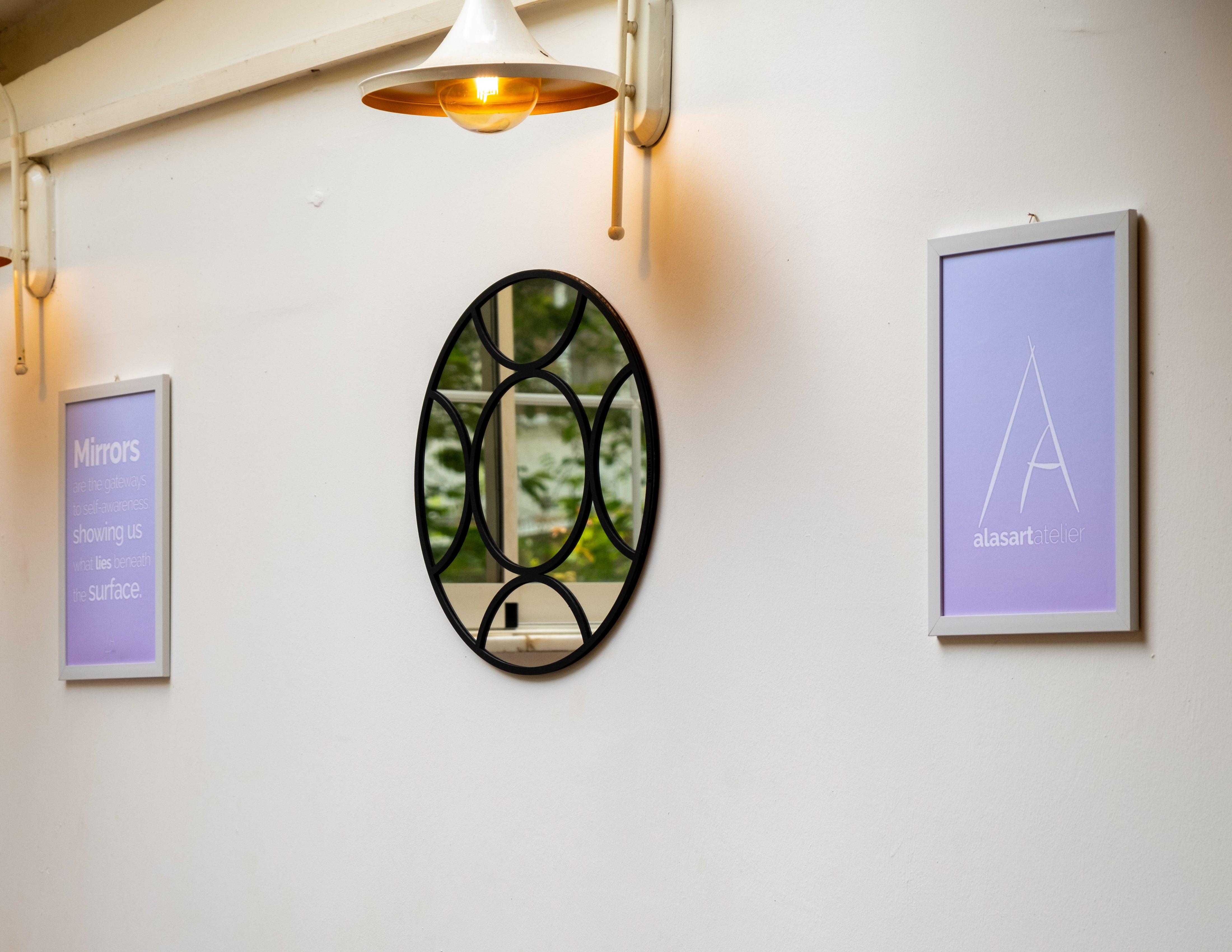 Geometrik Daire Motifli Yuvarlak Duvar Aynası