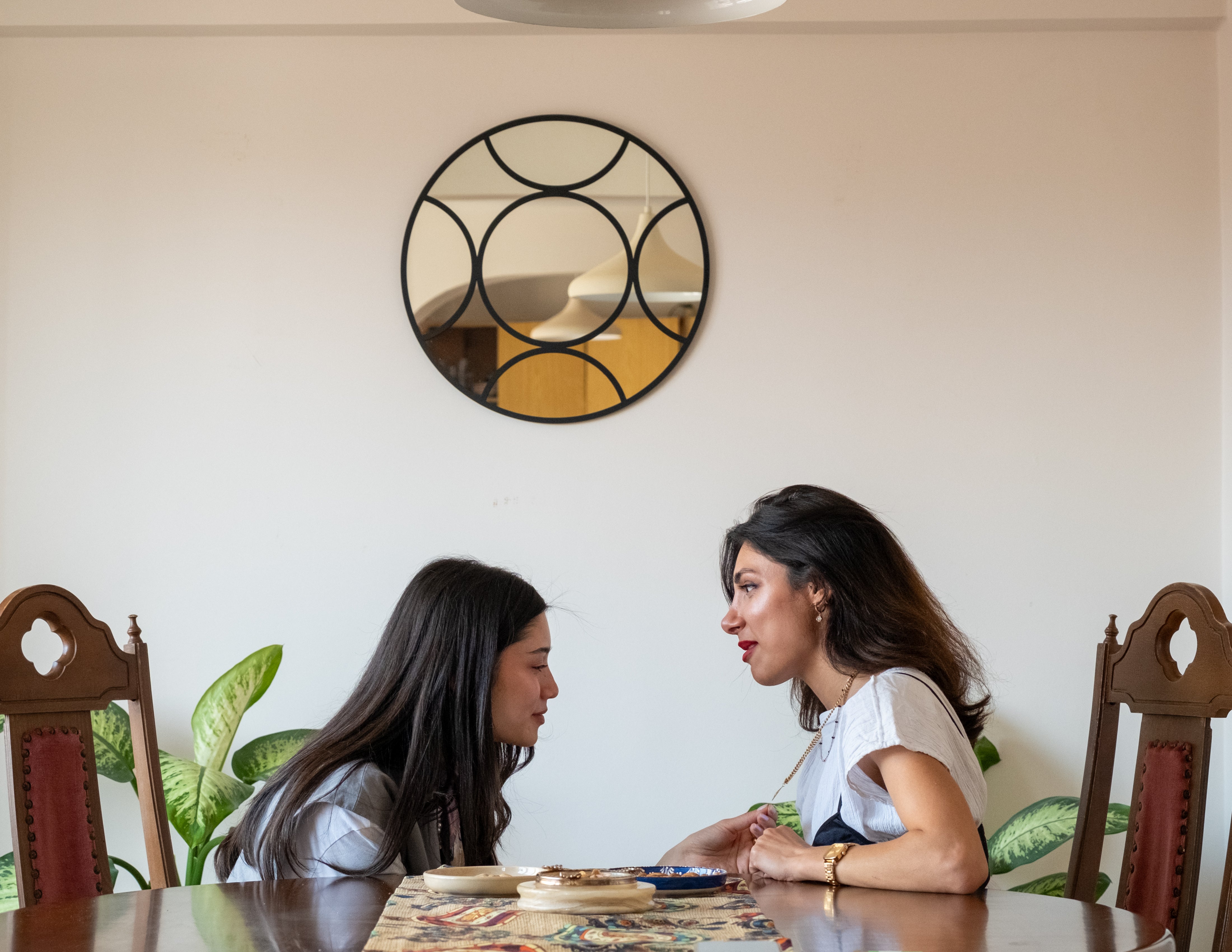 Geometrik Daire Motifli Yuvarlak Duvar Aynası