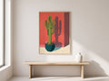 Moderner Saguaro-Kaktus im Topf mit Schatten-Poster
