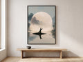 Tai Chi Zen Poster in Front of a Misty Full Moon