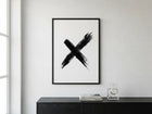 Siyah Fırça Darbesi X Soyut Minimalist Poster