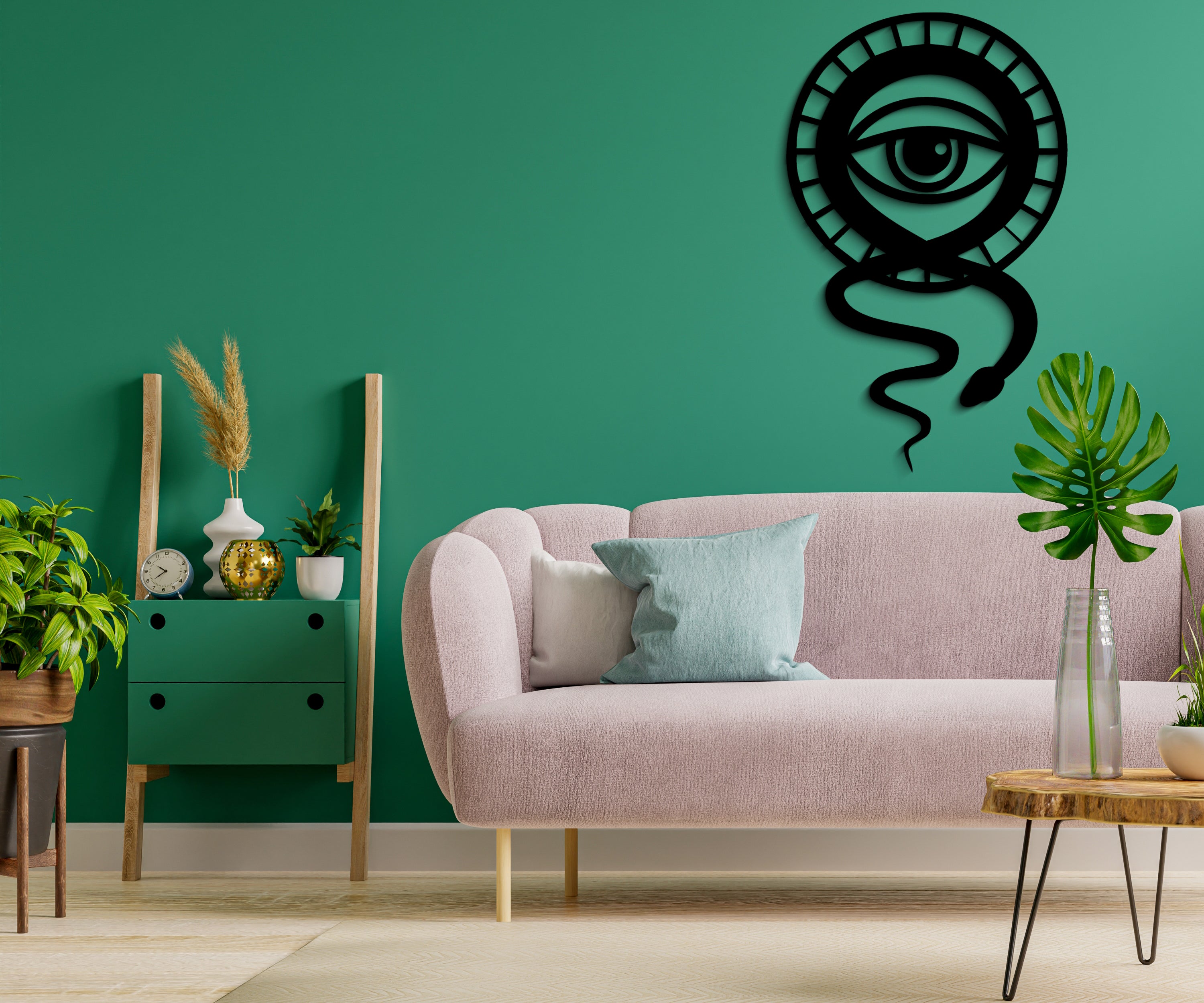 Yılan ve Göz Ahşap Duvar Dekoru