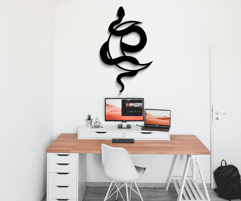 Moon and Snake Wooden Wall Decor
