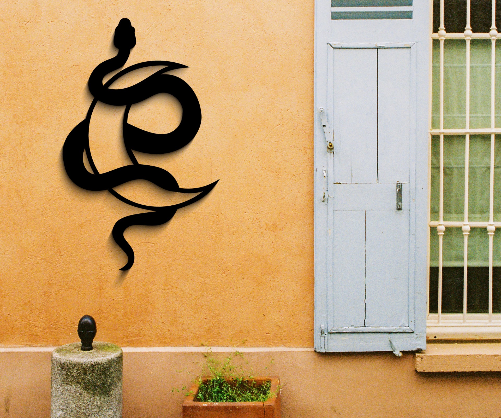 Moon and Snake Wooden Wall Decor