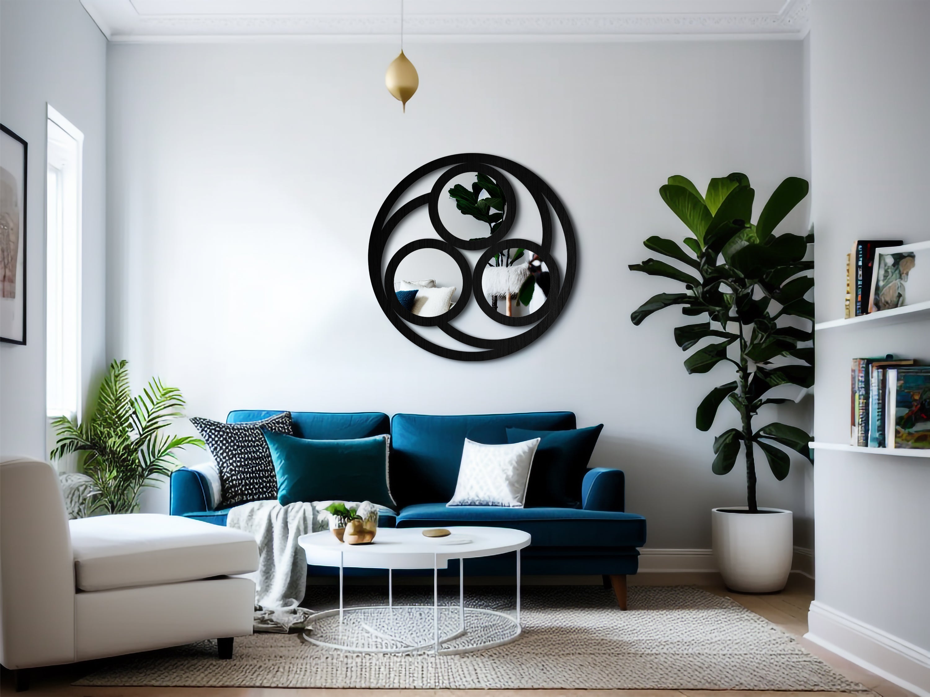 Üçlü Spiral Yuvarlak Duvar Aynası