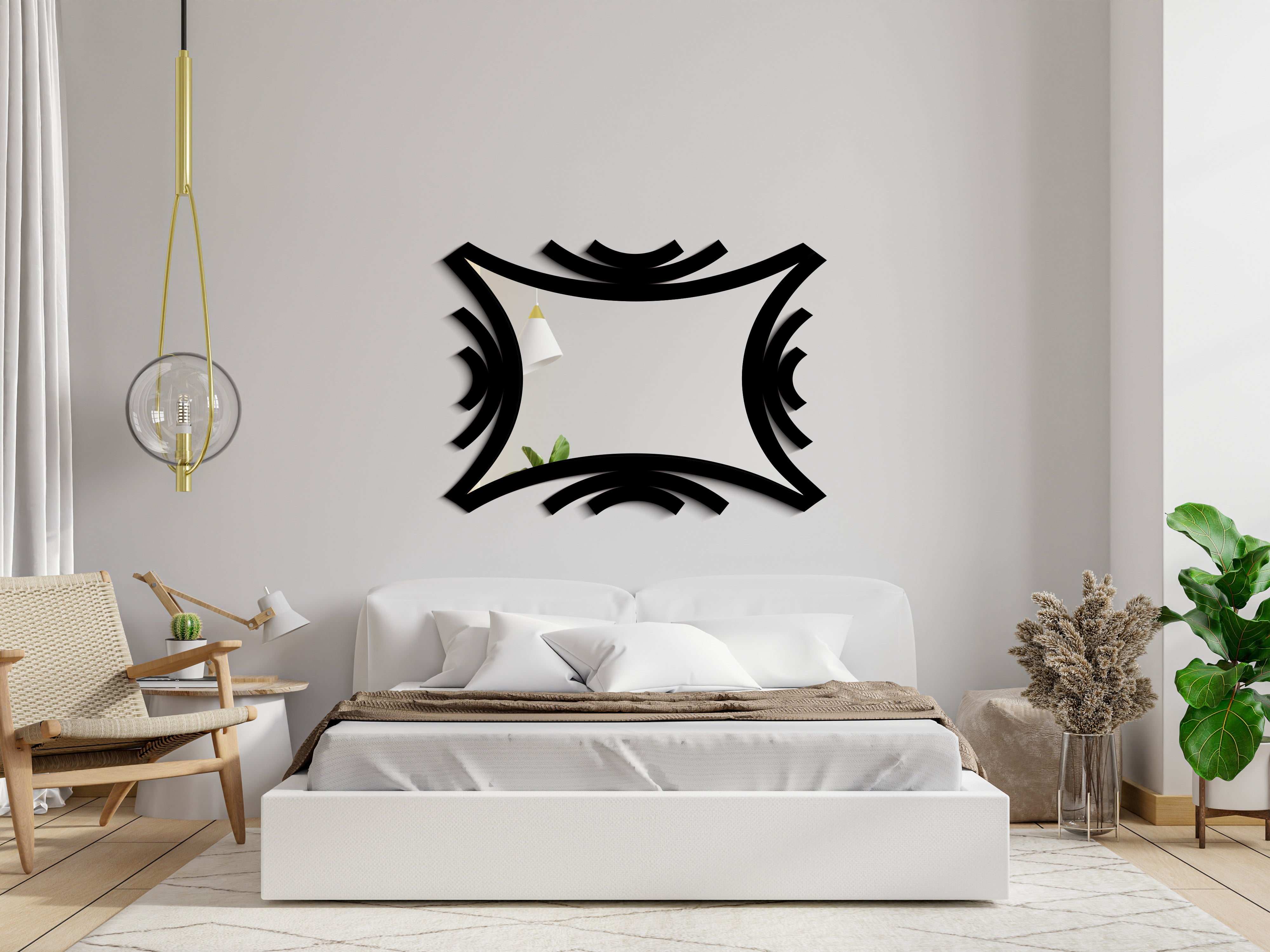 Esnek Kenar Detaylı Yatay Dekoratif Duvar Aynası