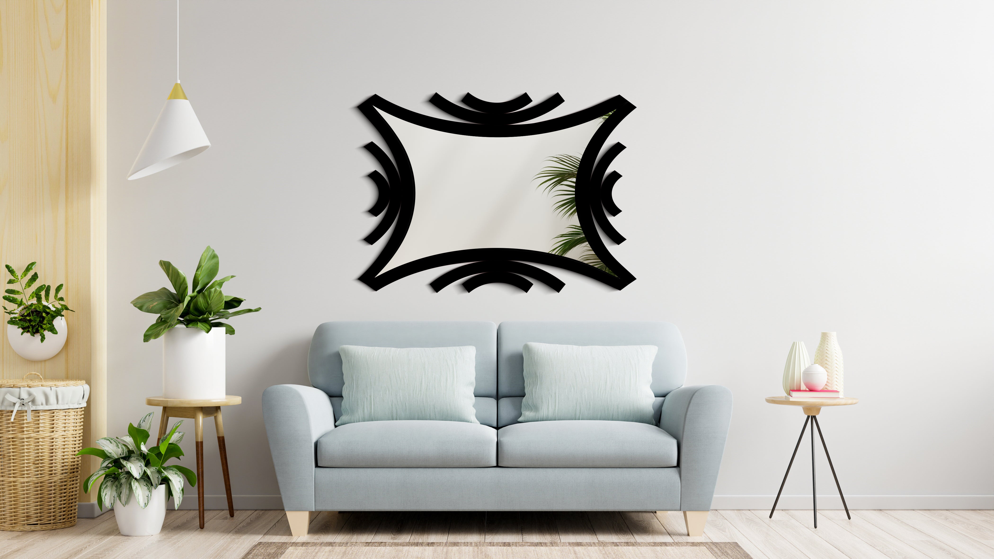 Esnek Kenar Detaylı Yatay Dekoratif Duvar Aynası