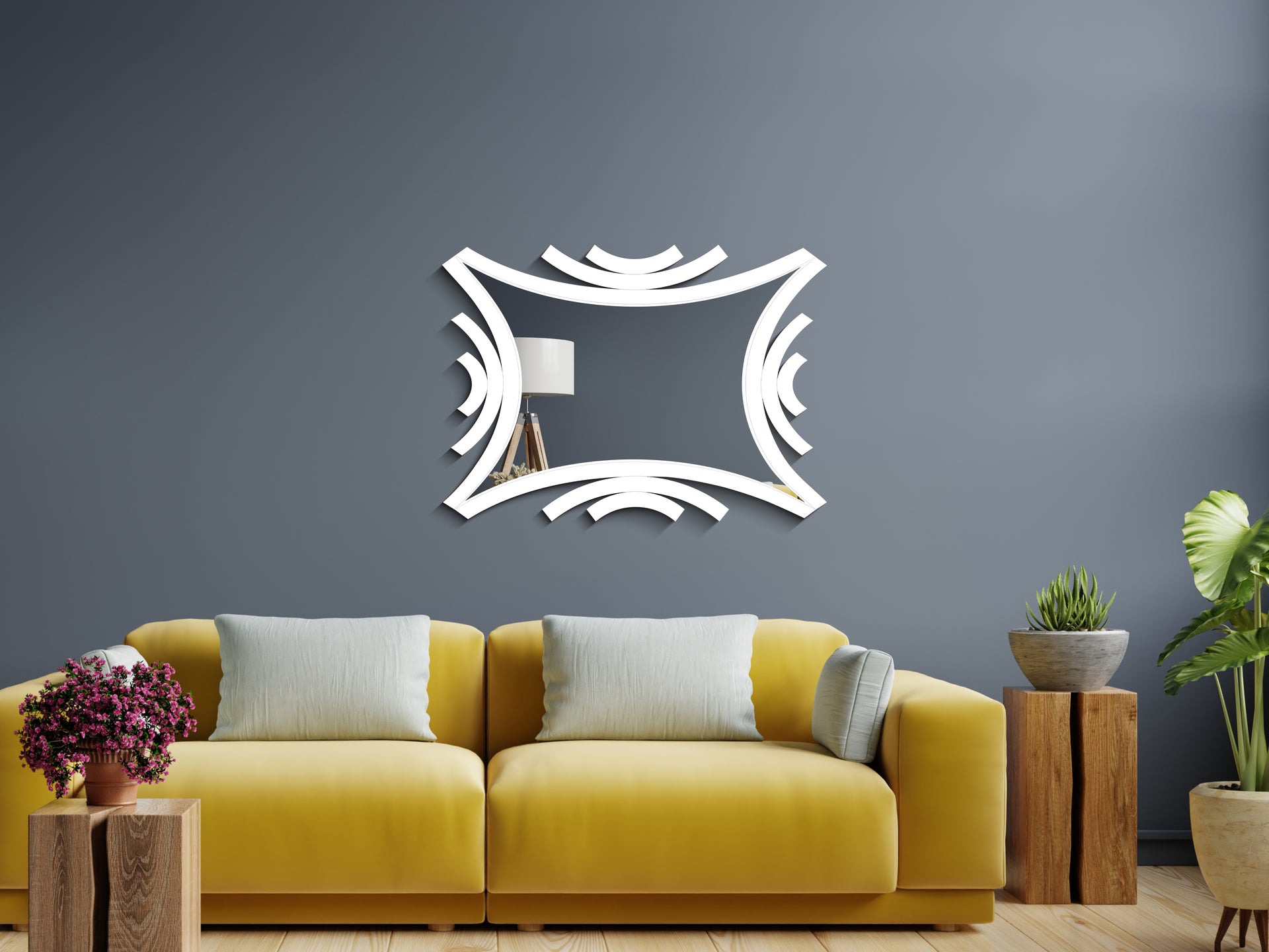 Horizontal Decorative Wall Mirror with Flexible Edge Detail