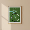 Green Background Racing Bicycle Minimalist Poster