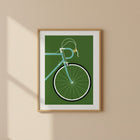 Yeşil Zeminli Yarış Bisikleti Minimalist Posteri