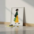 Walking Anime Girl Minimalist Illustration Poster